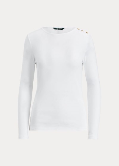 Women's Ralph Lauren Button-Shoulder Crewneck Tops | 548203TLY